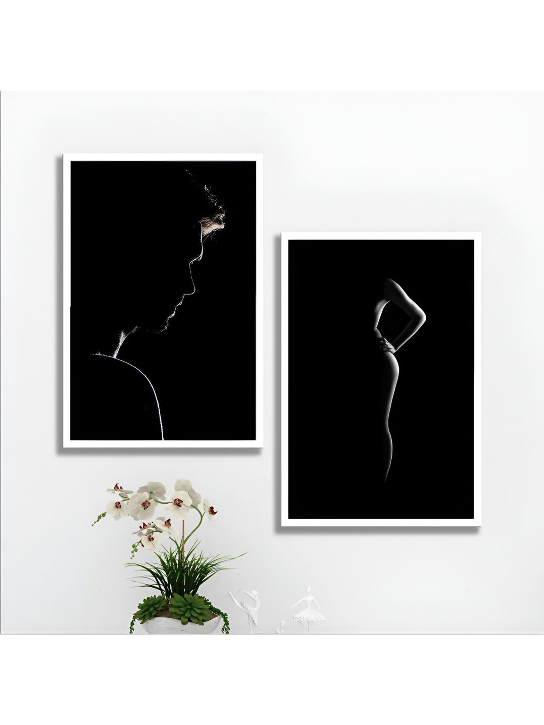 Aura Black & White 2 Piece Wood Abstract Wall Paintings