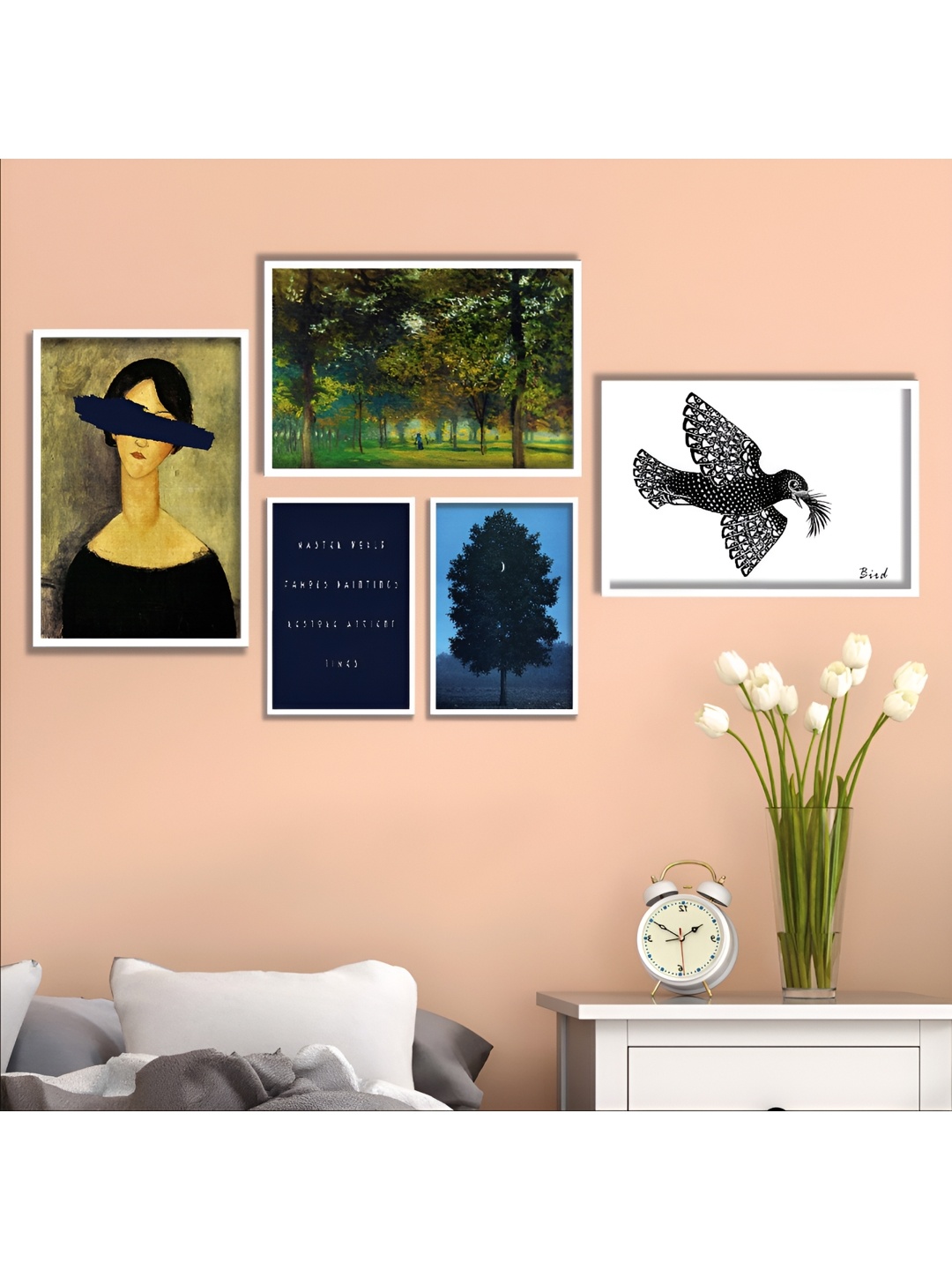 

Aura Blue & White 5 Piece Wood Other Wall Paintings