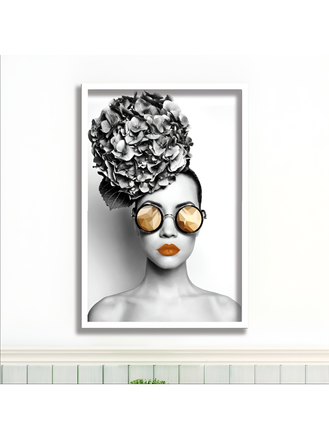 Aura White & Black 1 Piece Wood Abstract Wall Paintings