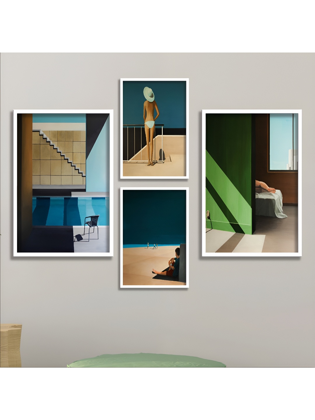 Aura Brown & Beige 4 Piece Wood Abstract Wall Paintings