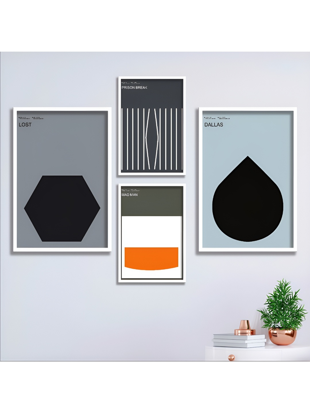 

Aura Black & Grey 4 Piece Wood Abstract Wall Paintings