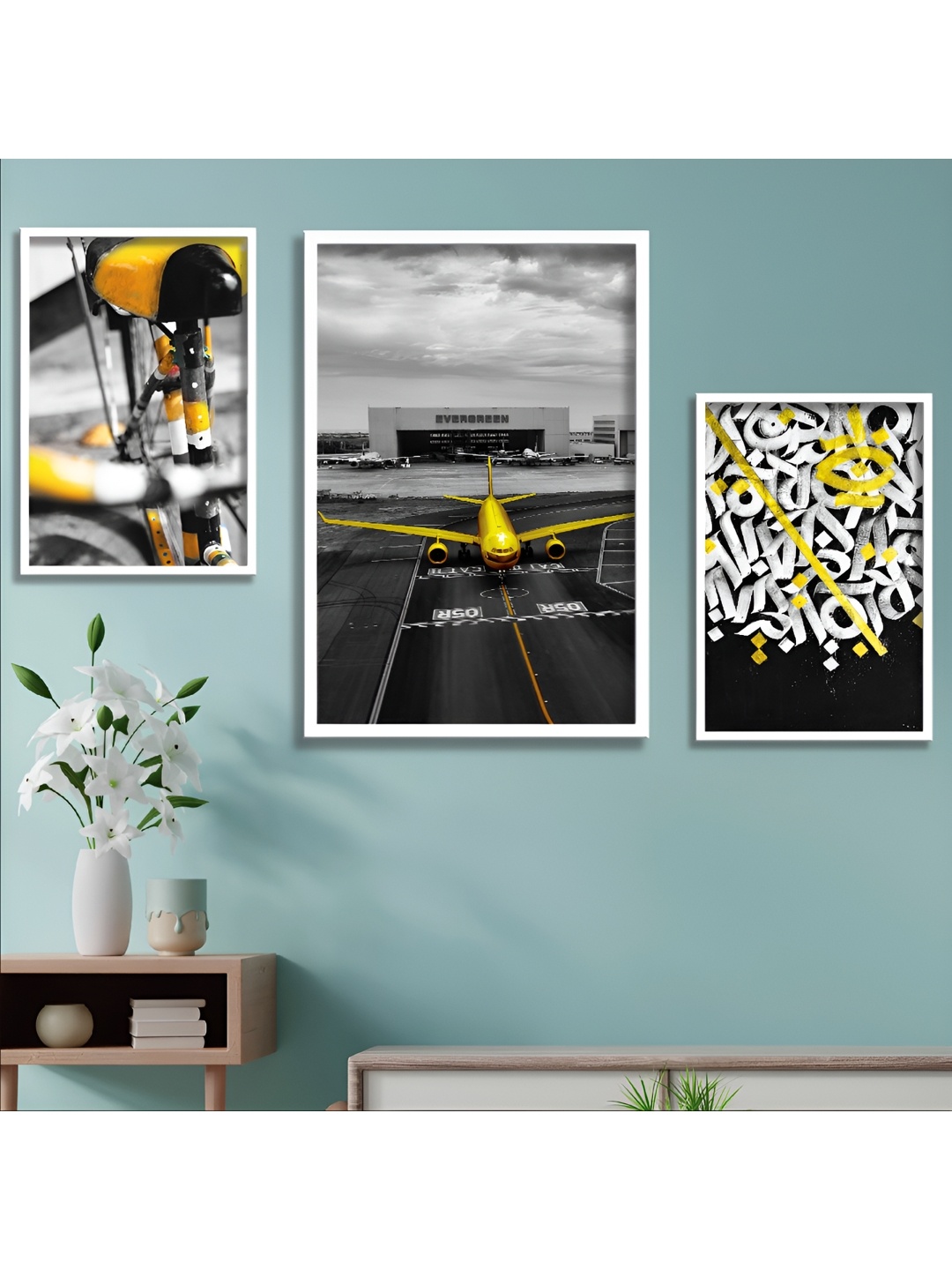 

Aura Grey & Black 3 Piece Wood Other Wall Paintings