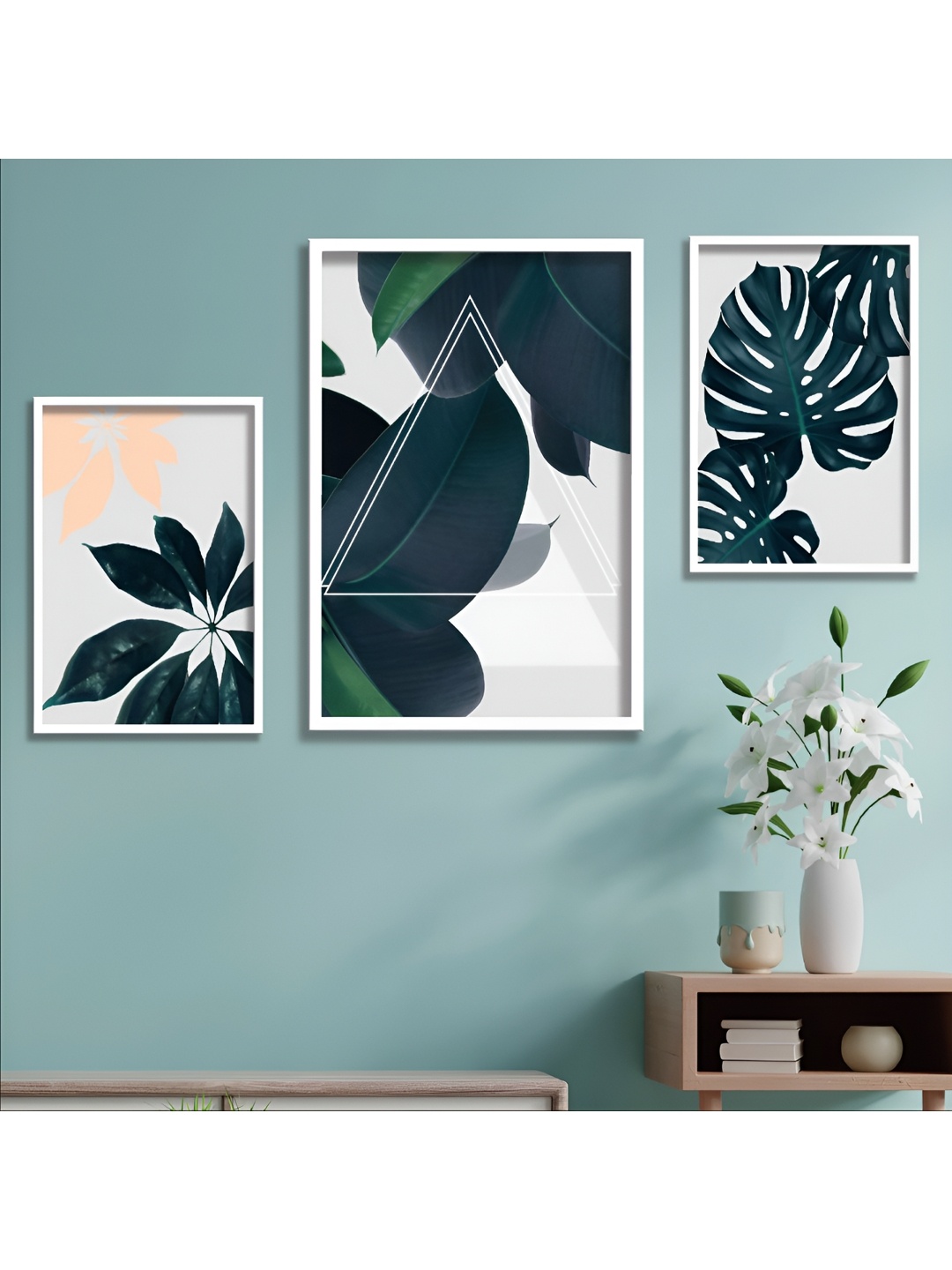 

Aura White & Green 3 Piece Wood Abstract Wall Paintings