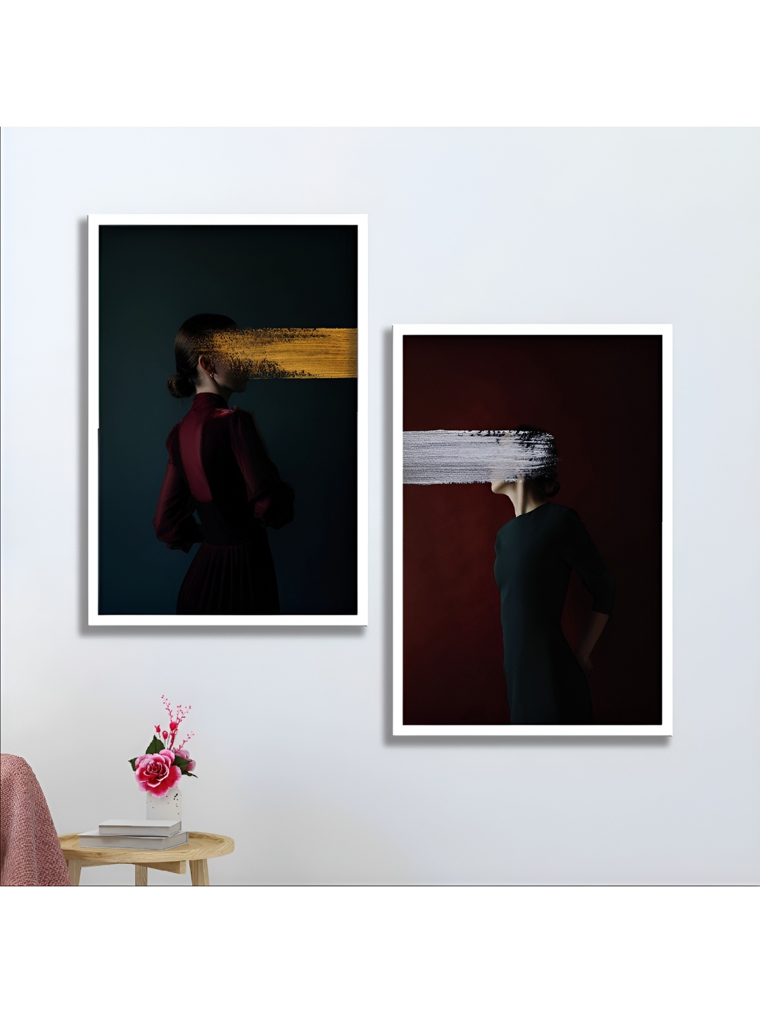 

Aura Black & White 2 Piece Wood Abstract Wall Paintings