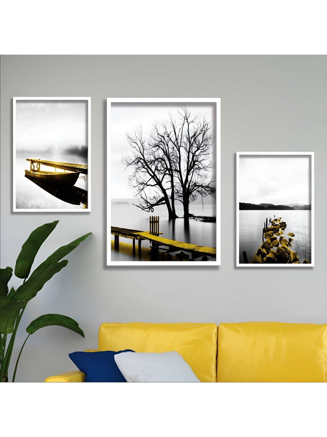 

Aura White & Black 3 Piece Wood Abstract Wall Paintings