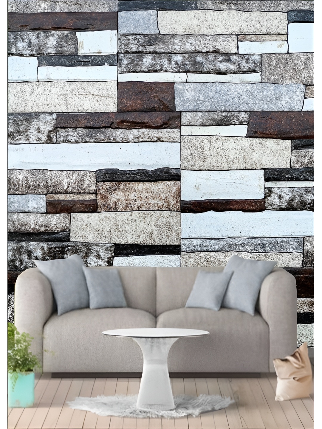 

Aura Grey & Brown Printed Self Adhesive Wall Sticker