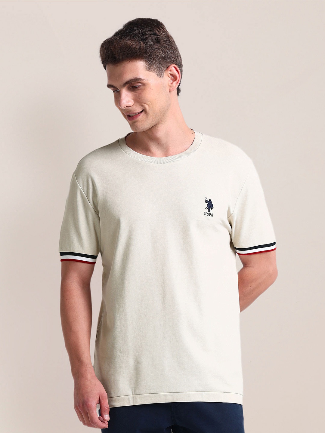 

U.S. Polo Assn. Men Applique Slim Fit T-shirt, Beige