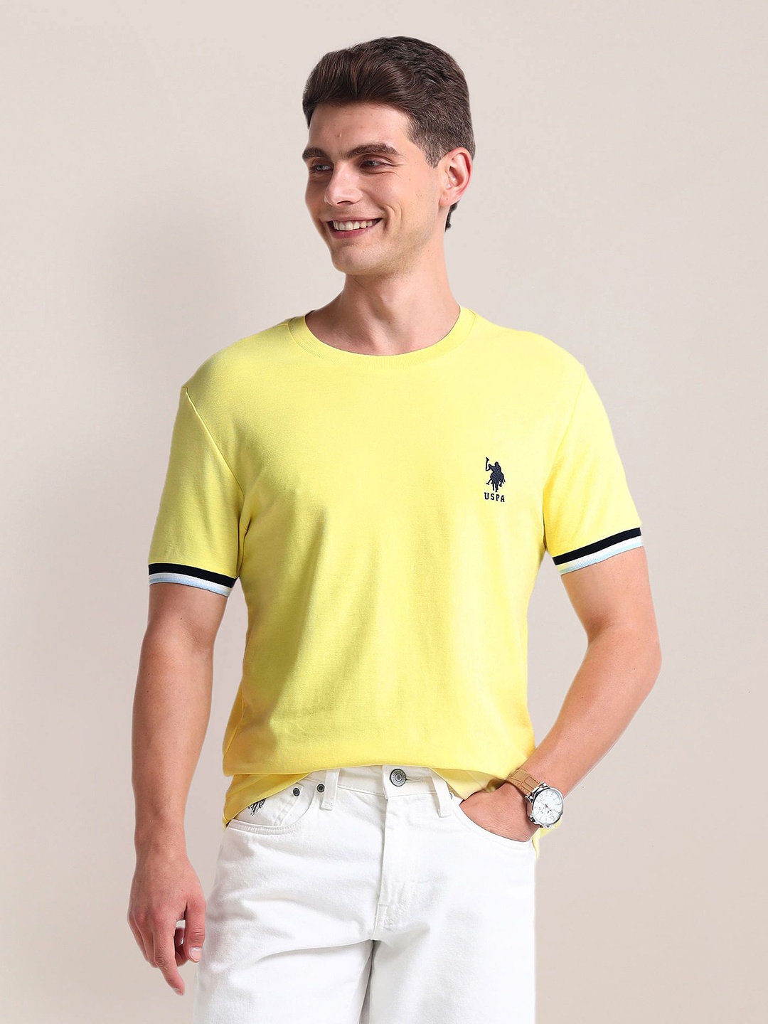 

U.S. Polo Assn. Men Applique Slim Fit T-shirt, Yellow