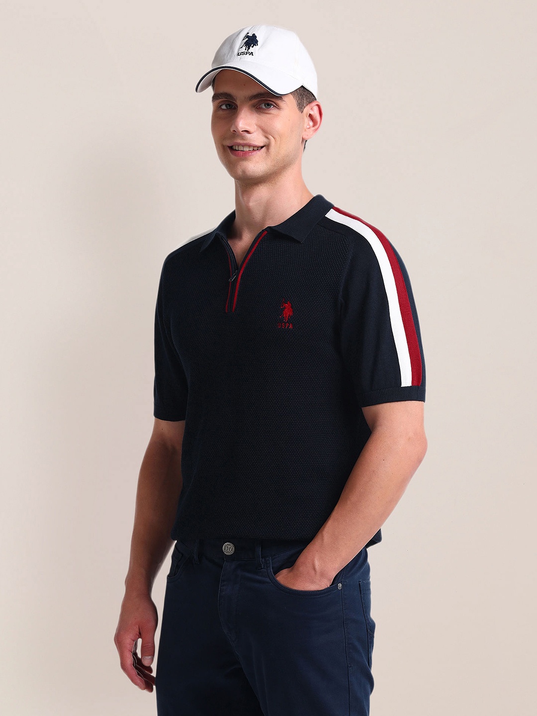

U.S. Polo Assn. Men Polo Collar Pockets Slim Fit T-shirt, Blue