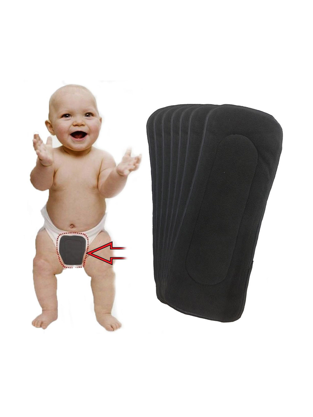 

Babymoon Set Of 7 Reusable Cloth Diaper Insert, Grey