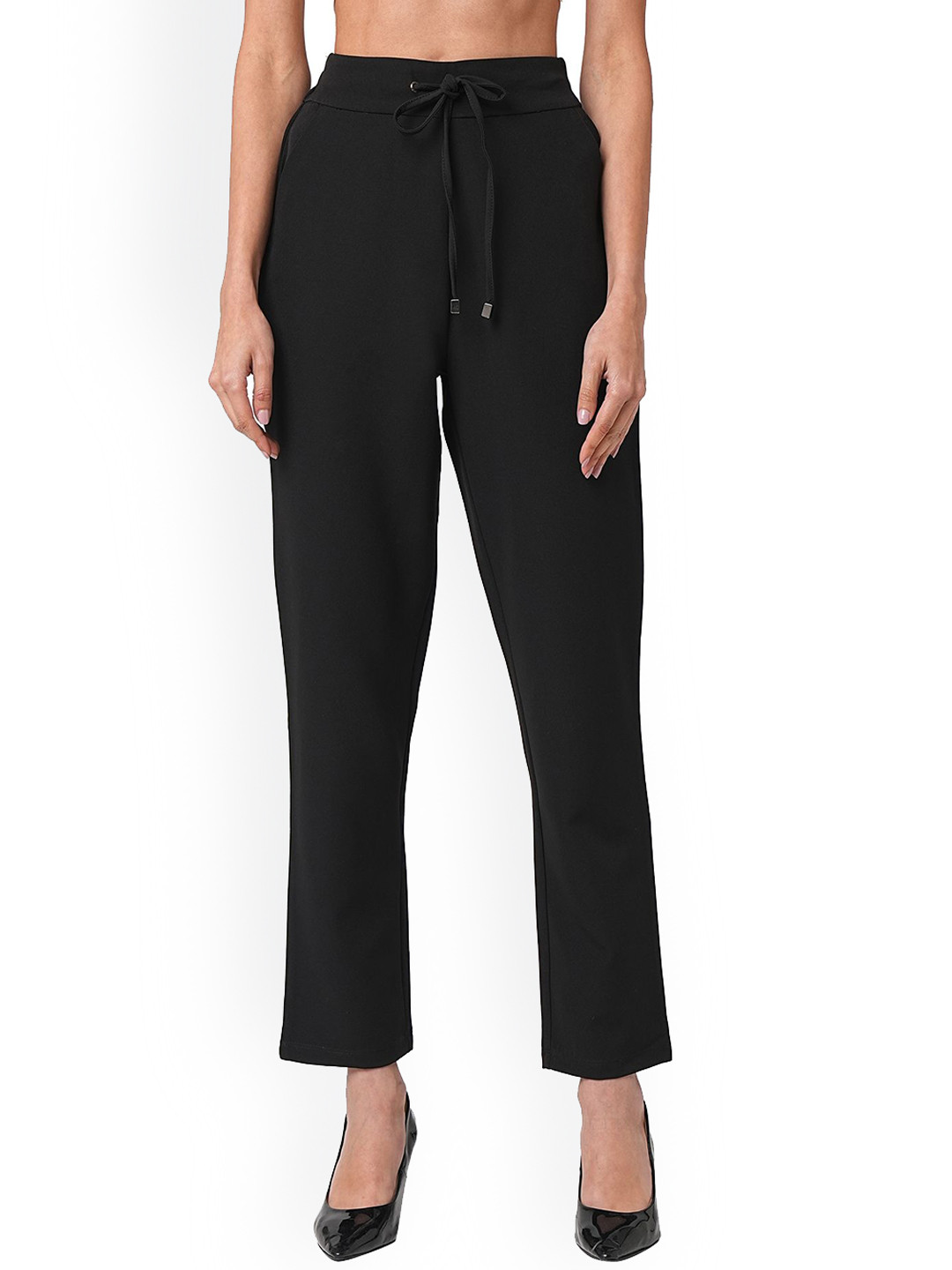 

Kraus Jeans Women Loose Fit High-Rise Trousers, Black