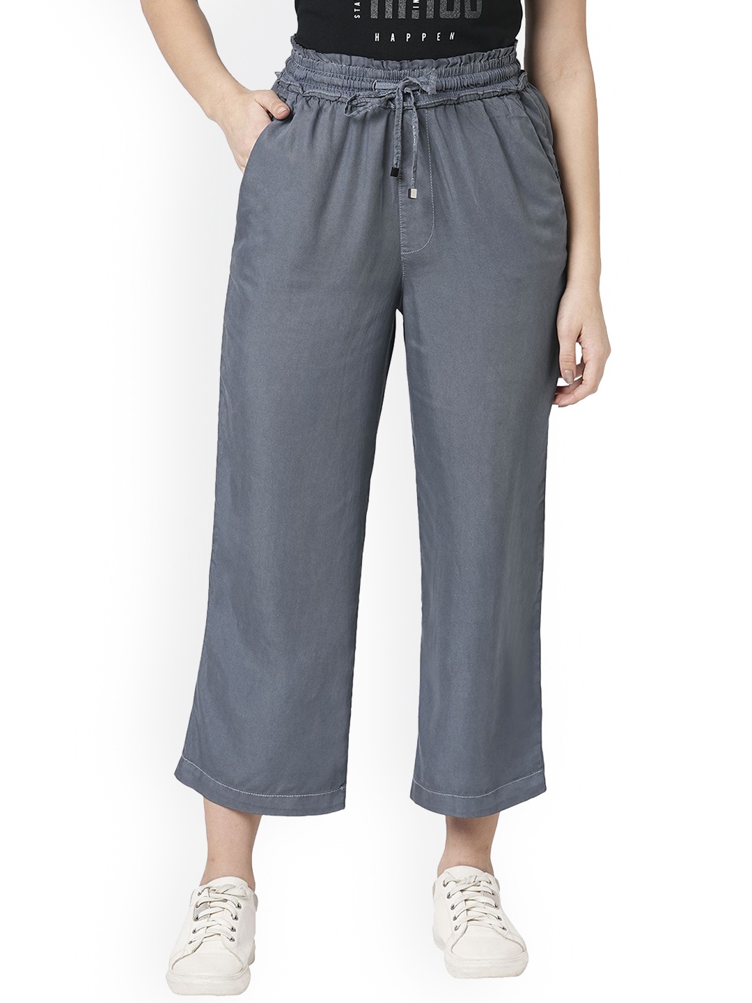 

Kraus Jeans Women Loose Fit High-Rise Trousers, Grey