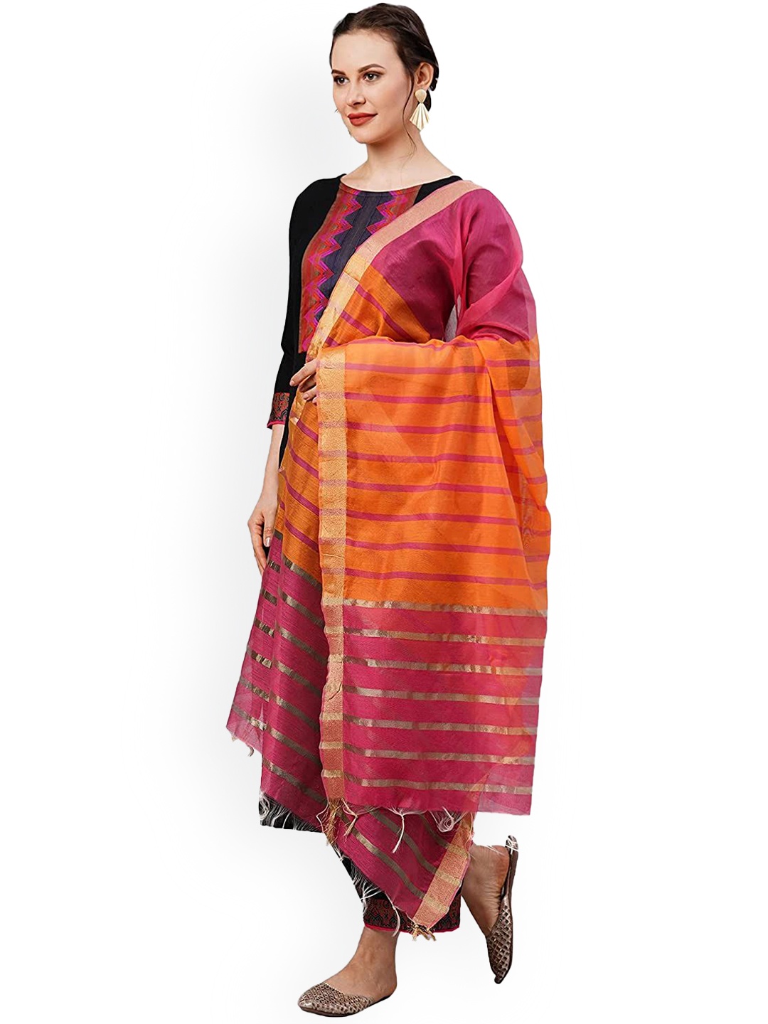 

revika Women Yoke Design Regular Kurta with Trousers & With Dupatta, Black