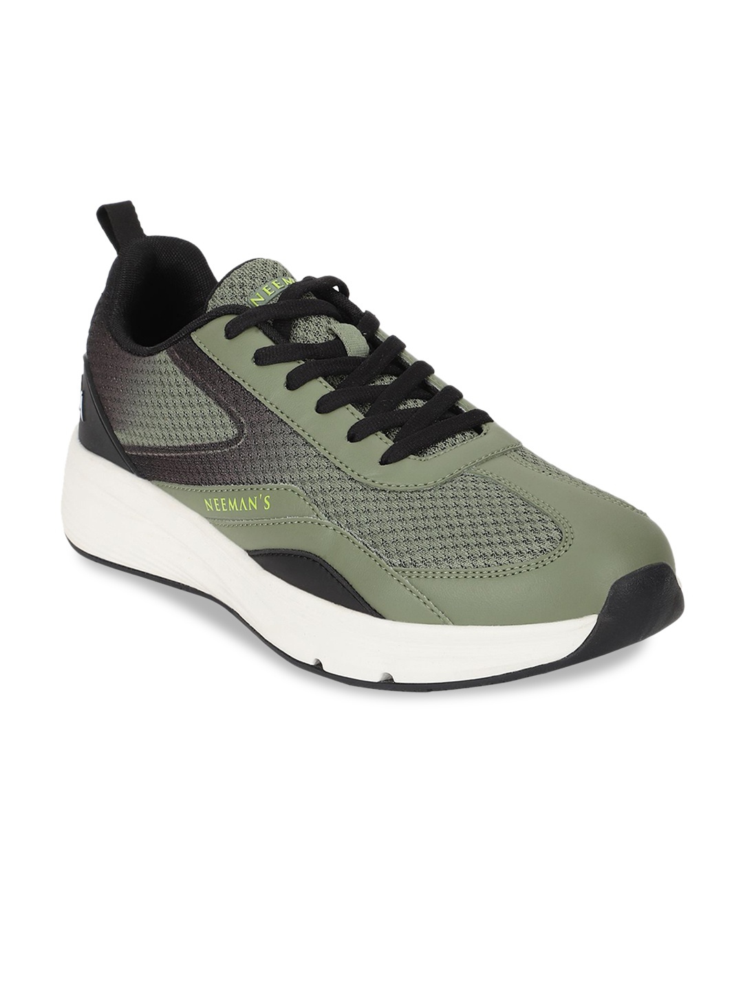 

NEEMANS Men Mesh Lace-Ups Sneakers, Olive