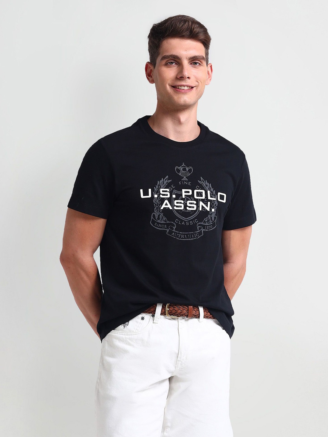 

U.S. Polo Assn. Denim Co. Men Typography Printed Round Neck Slim Fit T-shirt, Black