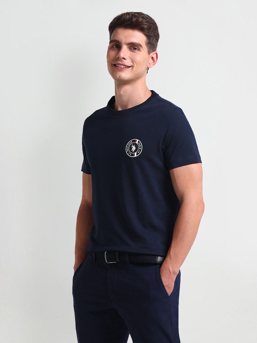 

U.S. Polo Assn. Denim Co. Men Solid Round Neck Slim Fit T-shirt, Navy blue