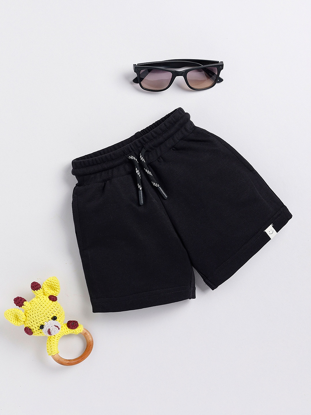 

Happy Faces Boys Pure Cotton Regular Shorts, Black