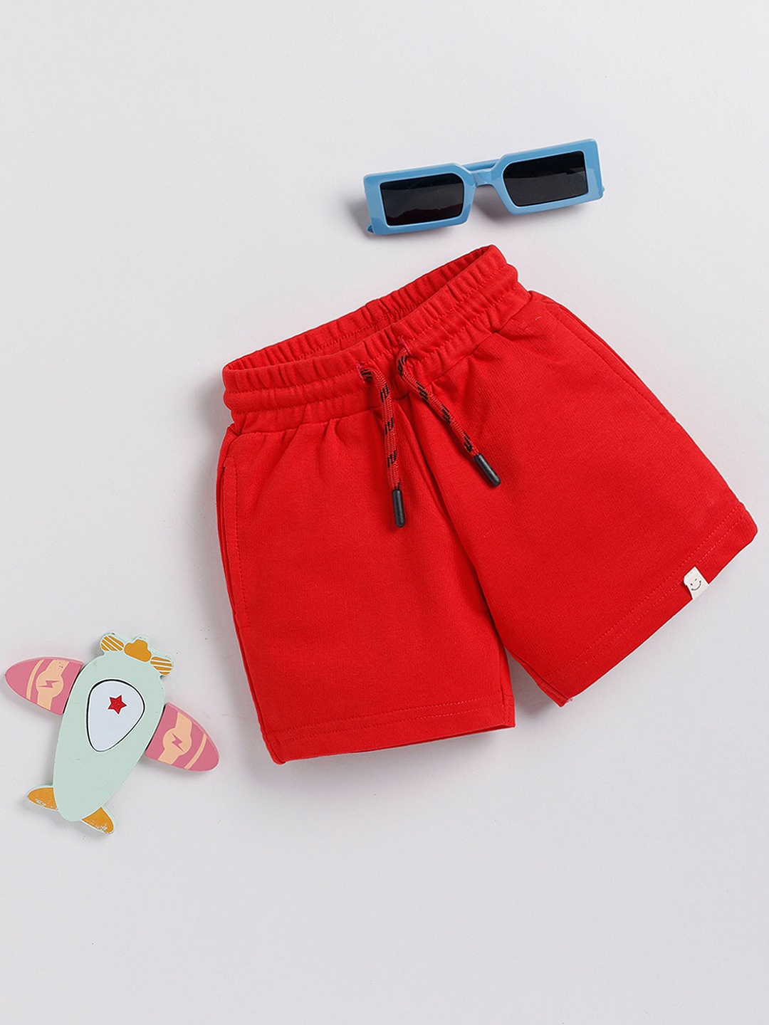 

Happy Faces Boys Pure Cotton Regular Shorts, Red