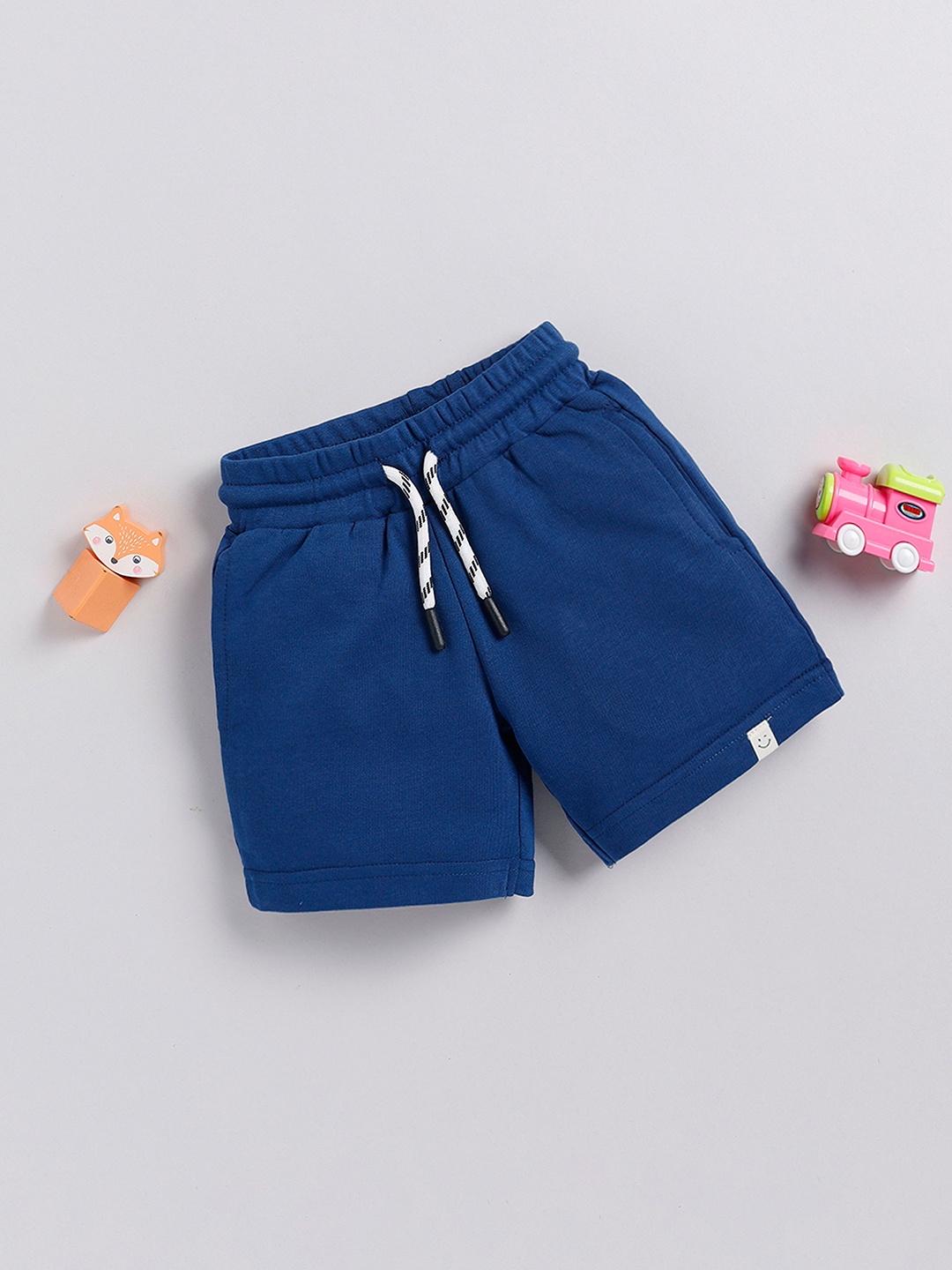

Happy Faces Boys Pure Cotton Regular Shorts, Navy blue