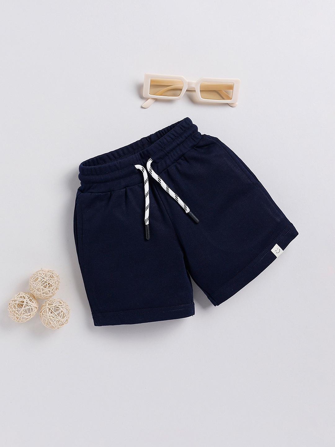 

Happy Faces Boys Pure Cotton Regular Shorts, Navy blue