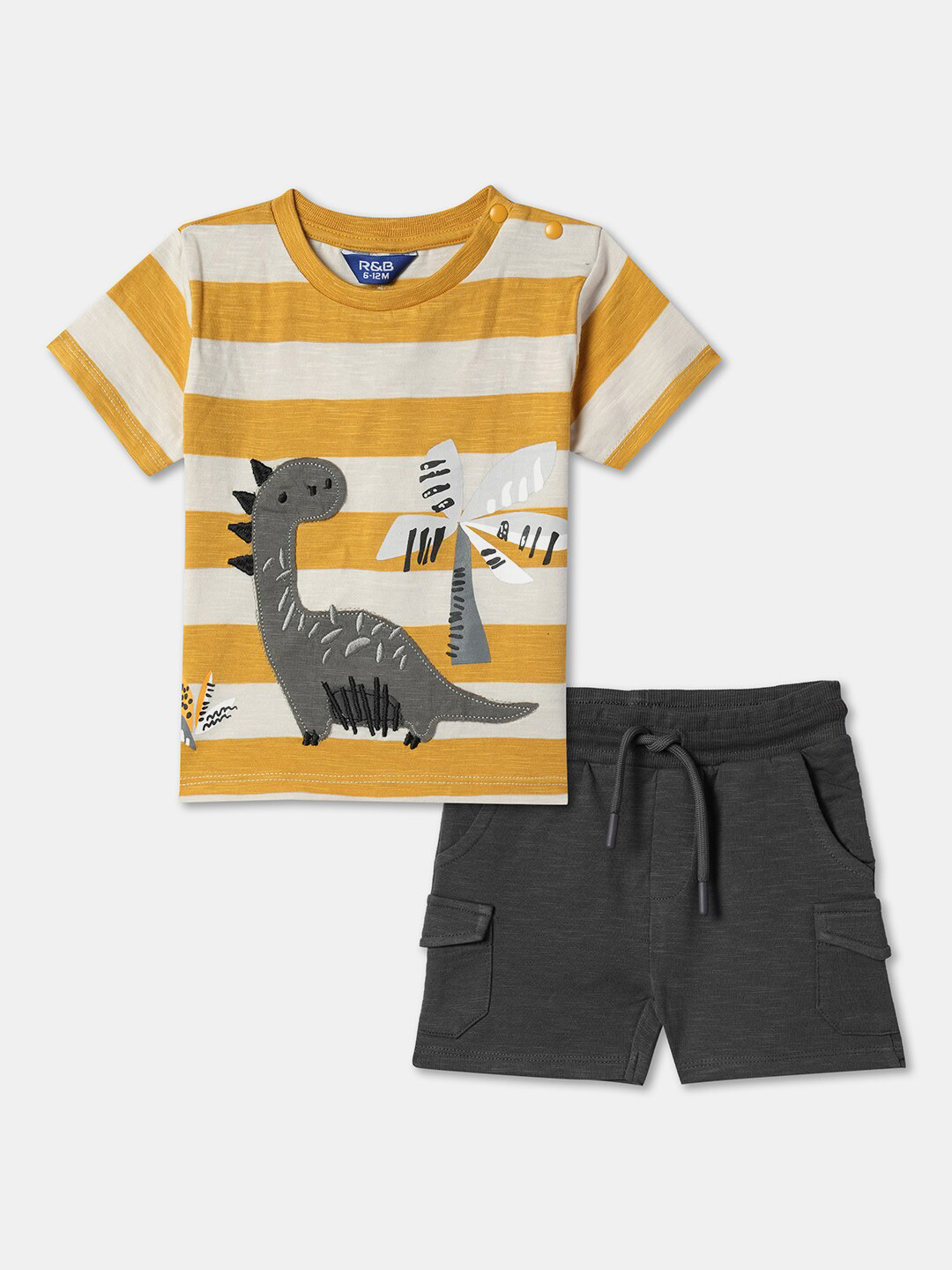 

R&B Boys Printed T-shirt with Shorts, Mustard