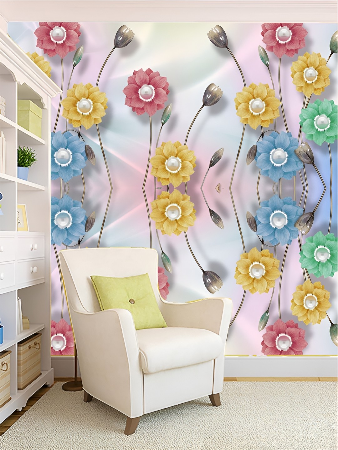 

Aura White & Blue Printed Self Adhesive Wall Sticker