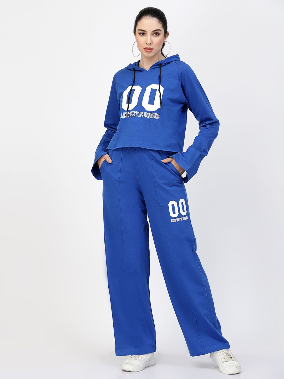 

Aesthetic Bodies Printed Long Sleeve Hooded Top & Trouser Co-Ords, Blue