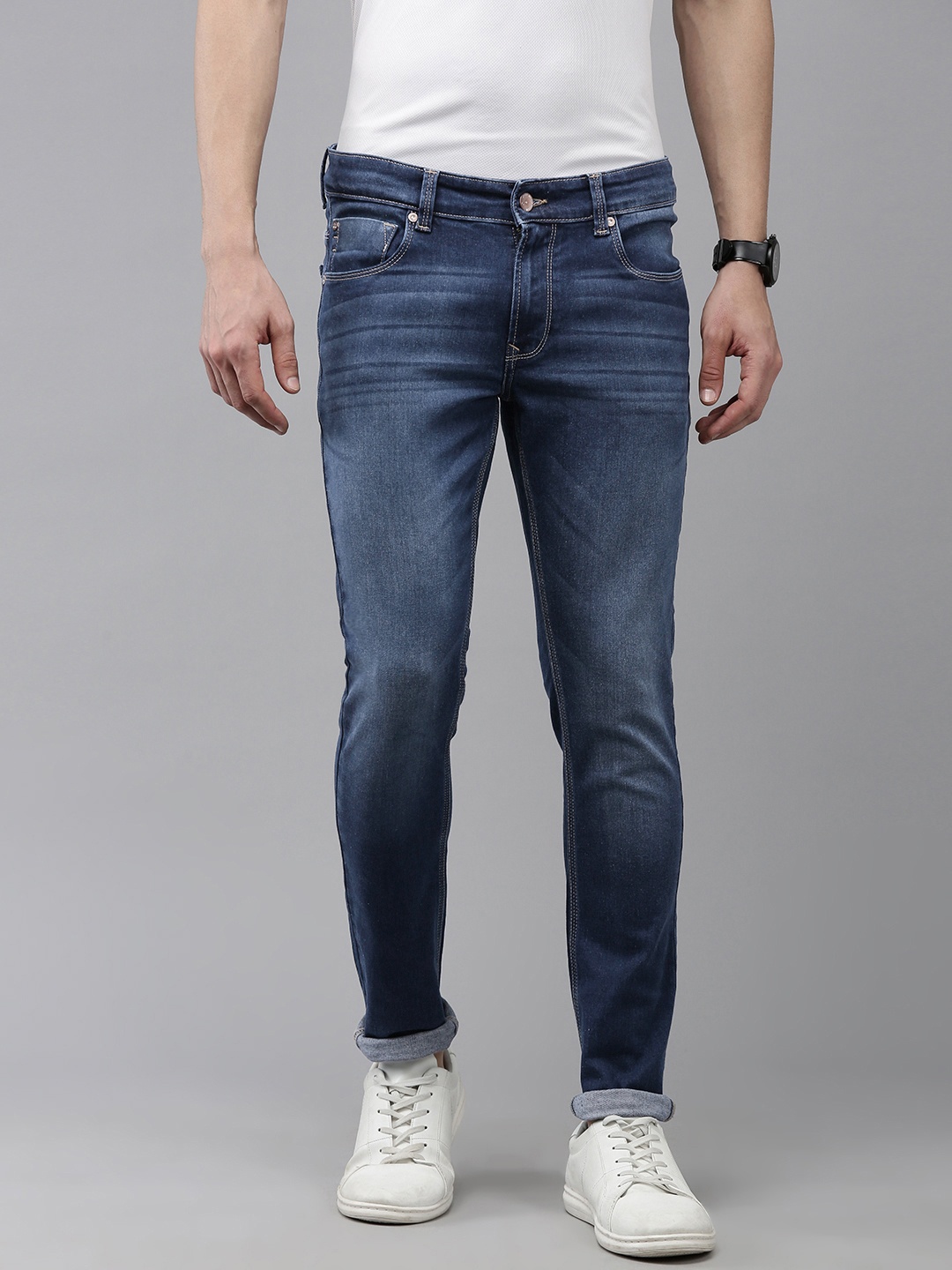 

SPYKAR Men Super Skinny Fit Low-Rise Light Fade Stretchable Jeans, Blue