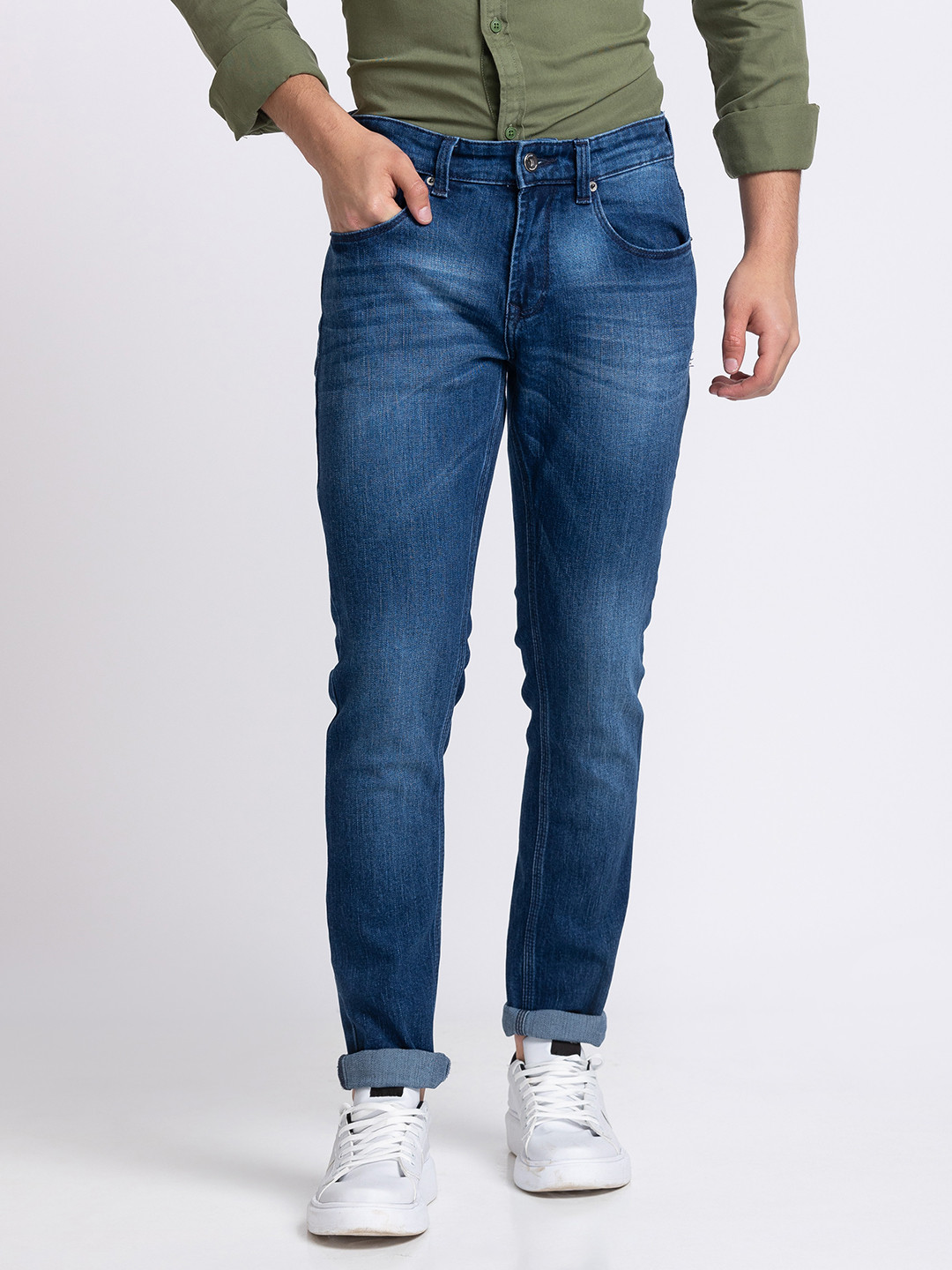 

SPYKAR Men Skinny Slim Fit Low-Rise Light Fade Stretchable Jeans, Blue