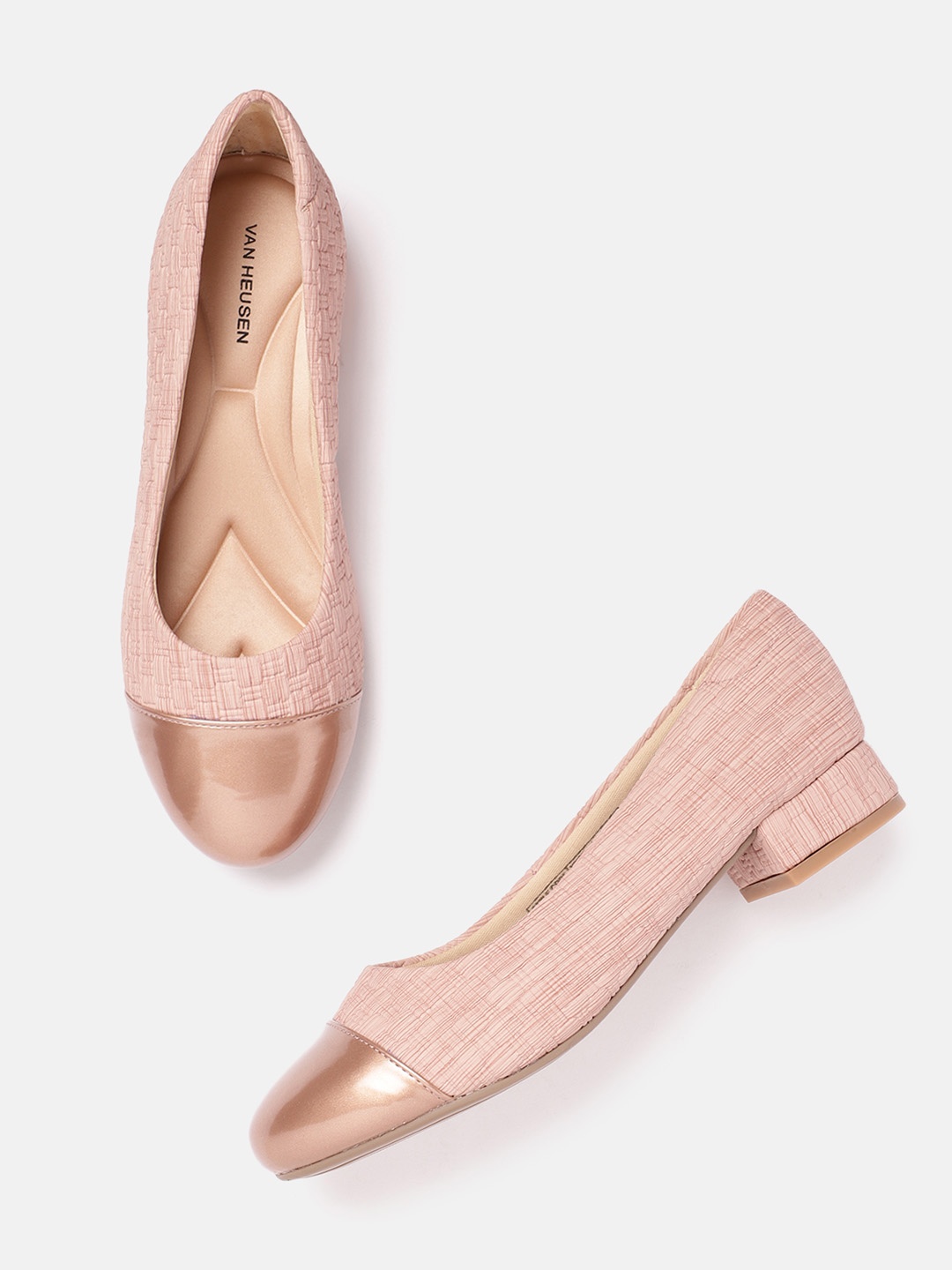 

Van Heusen Women Textured Ballerinas, Rose gold