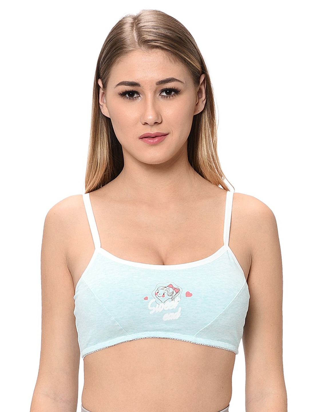 elina Typography Bra Full Coverage, Sea green