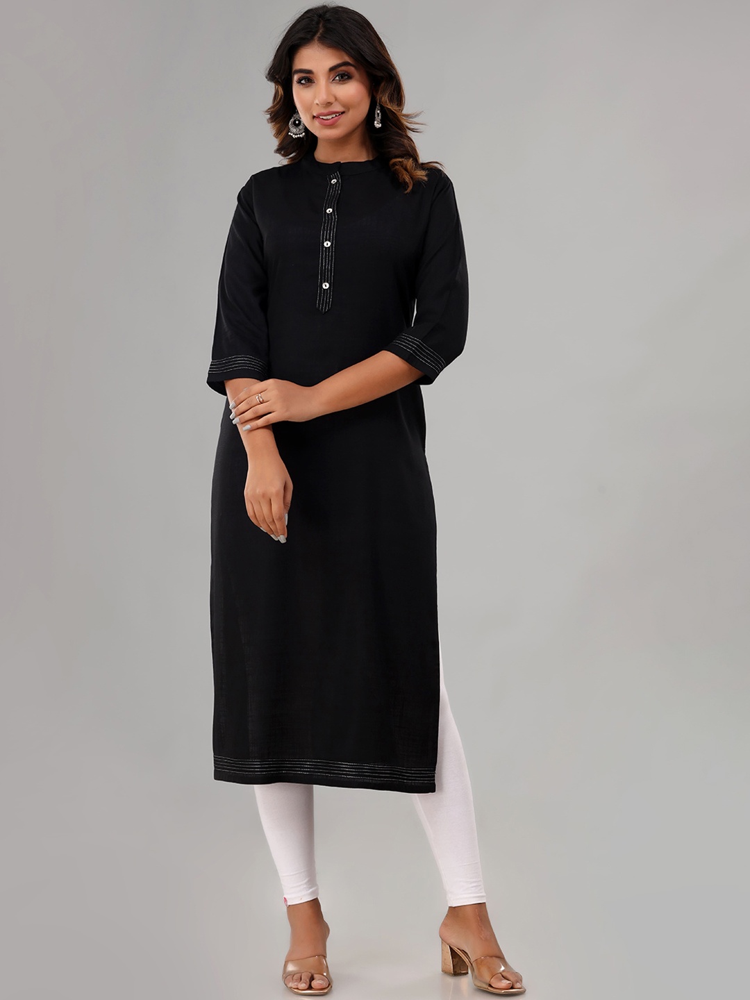 Rouhab Women Kurta, Black