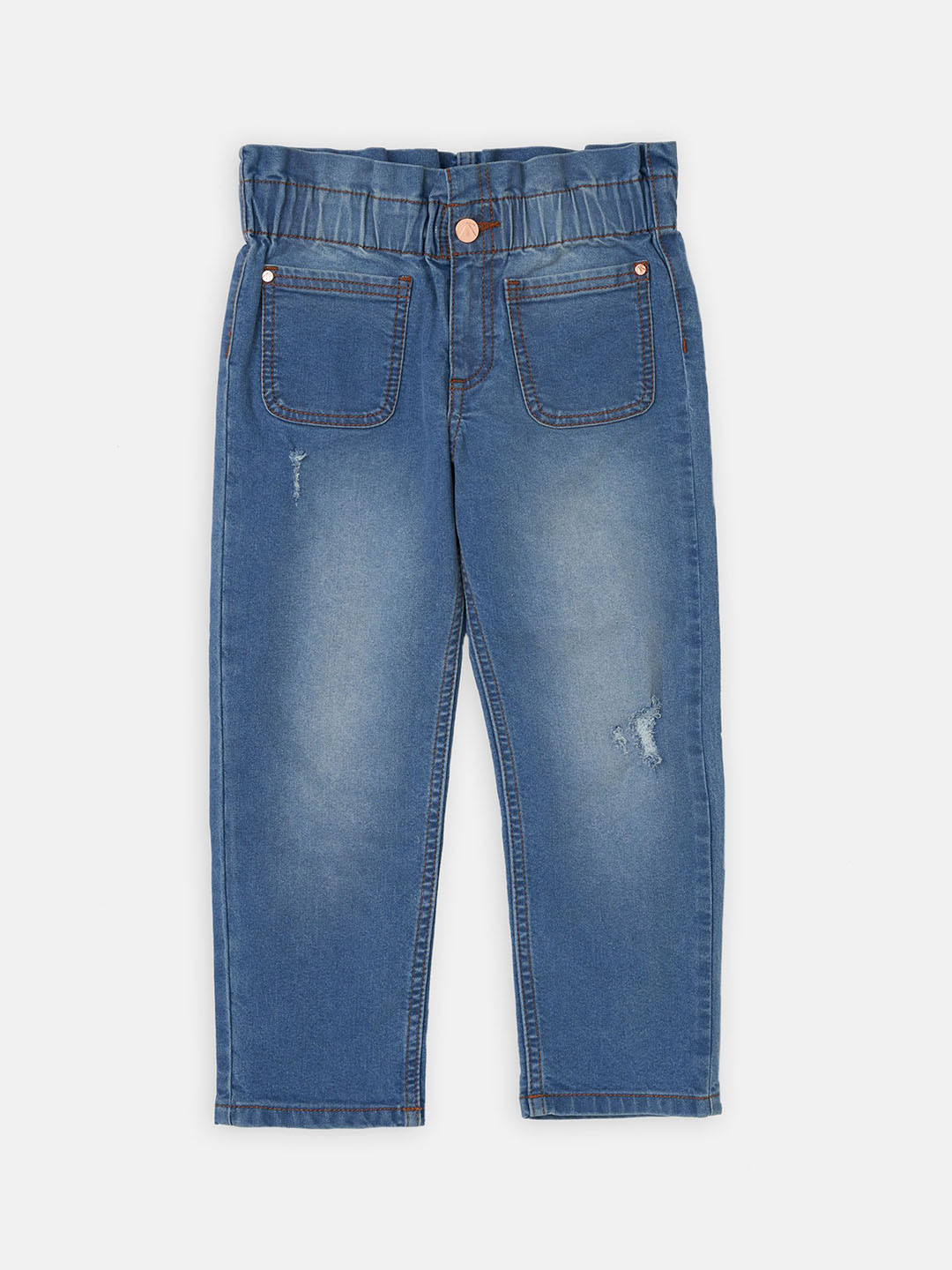 

Angel & Rocket Girls Slim Fit Low Distress Heavy Fade Stretchable Jeans, Blue