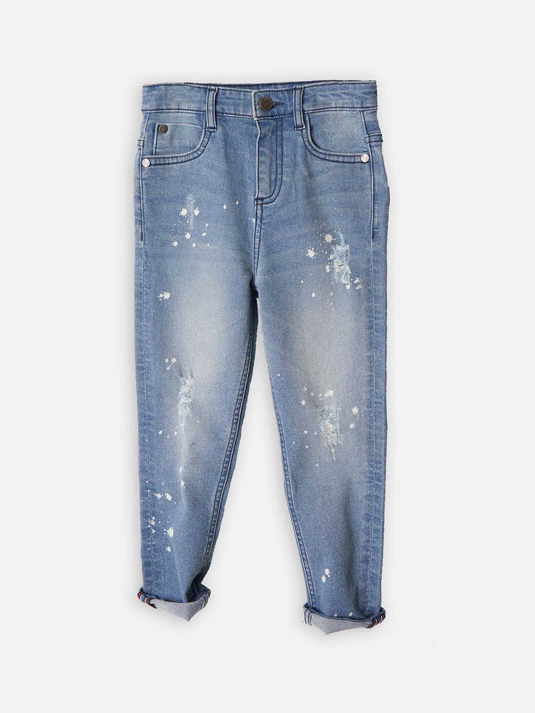 

Angel & Rocket Boys Slim Fit Mildly Distressed Light Fade Stretchable Jeans, Blue