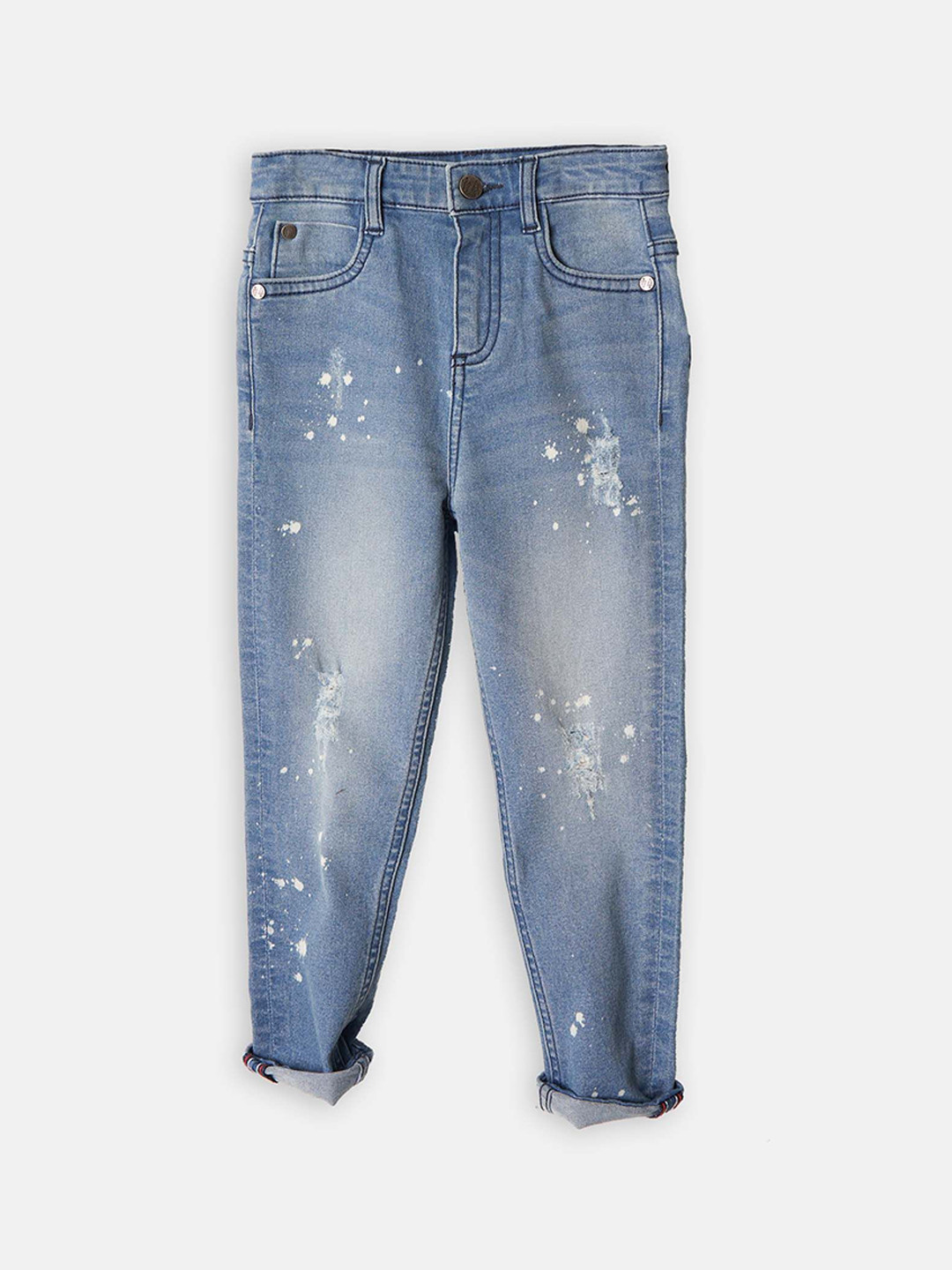

Angel & Rocket Boys Slim Fit Mildly Distressed Light Fade Stretchable Jeans, Blue