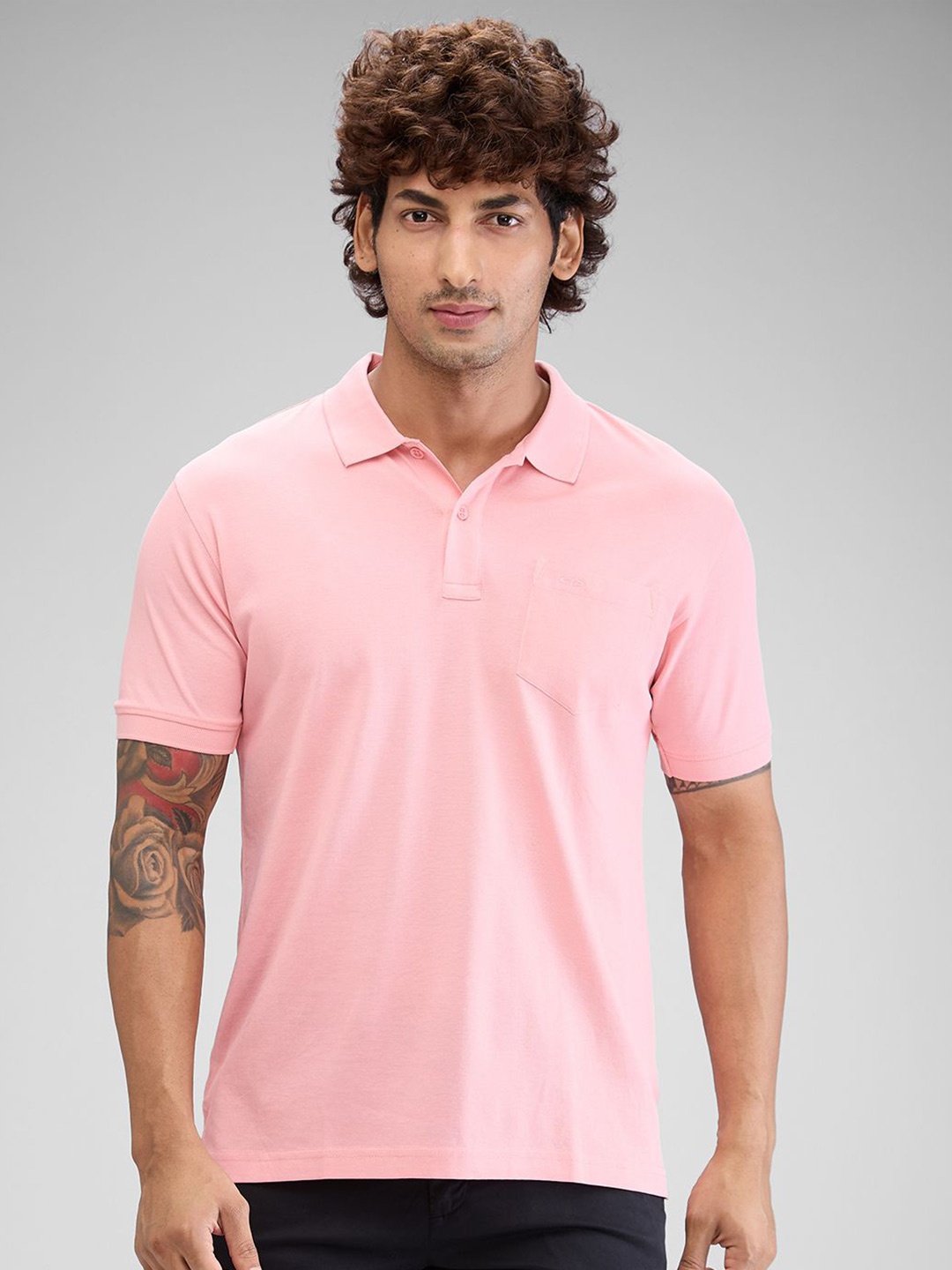 

ColorPlus Men Polo Collar Pockets T-shirt, Red