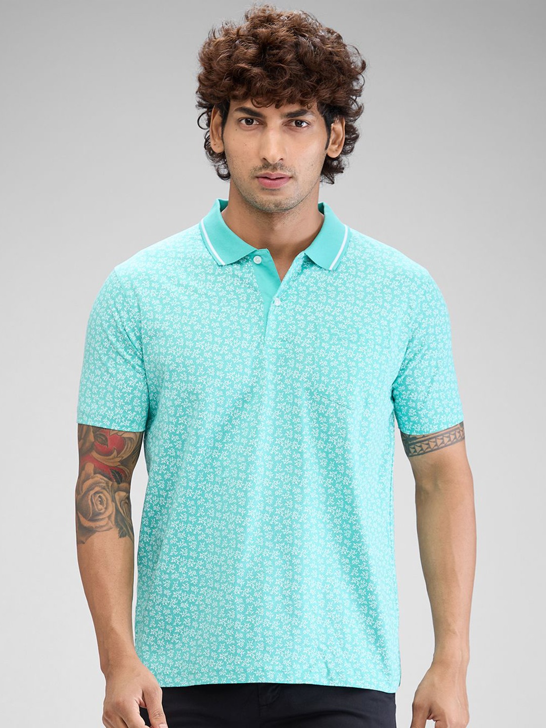 

ColorPlus Men Printed Polo Collar Pockets T-shirt, Green