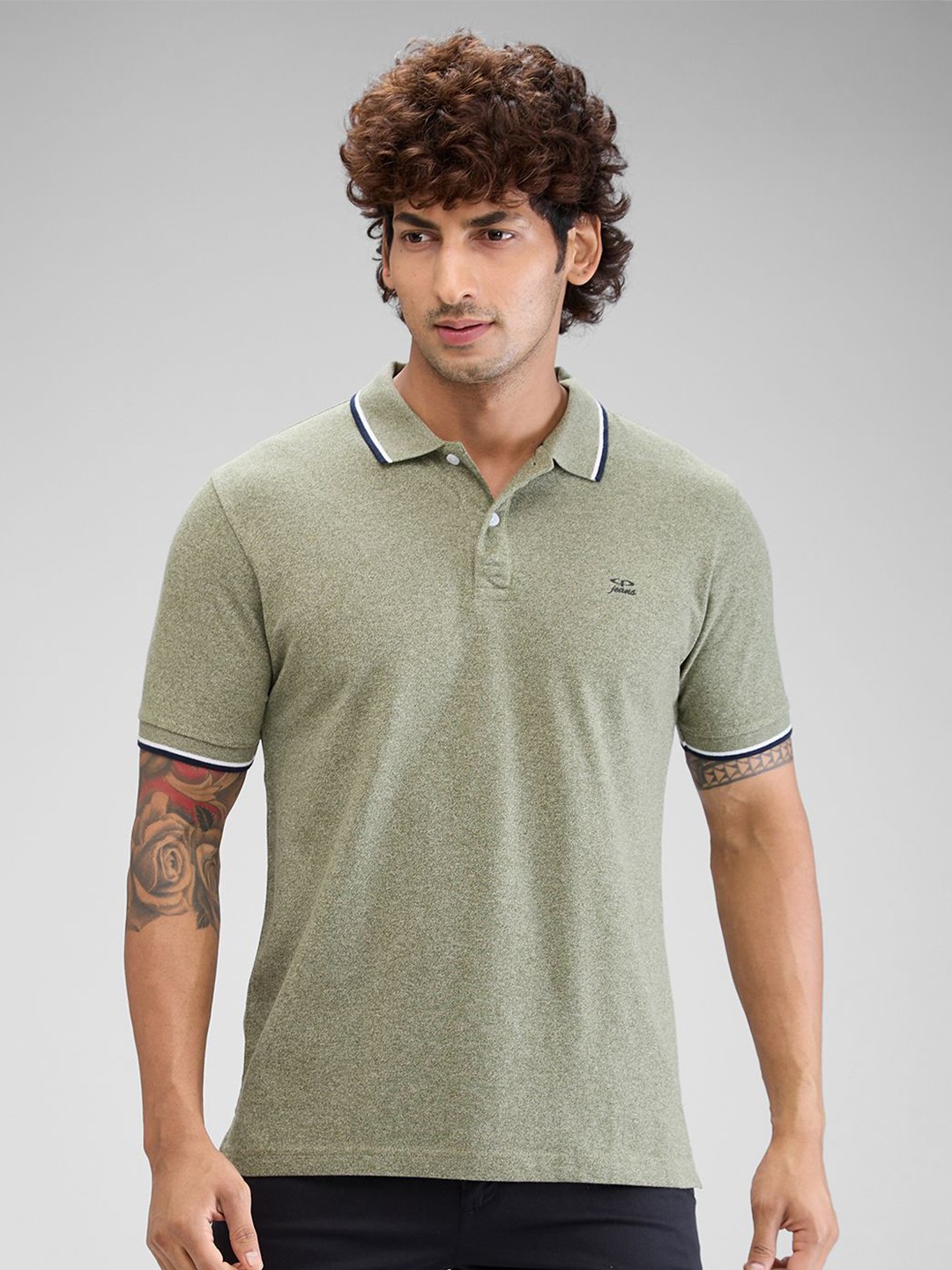 

ColorPlus Men Polo Collar T-shirt, Green