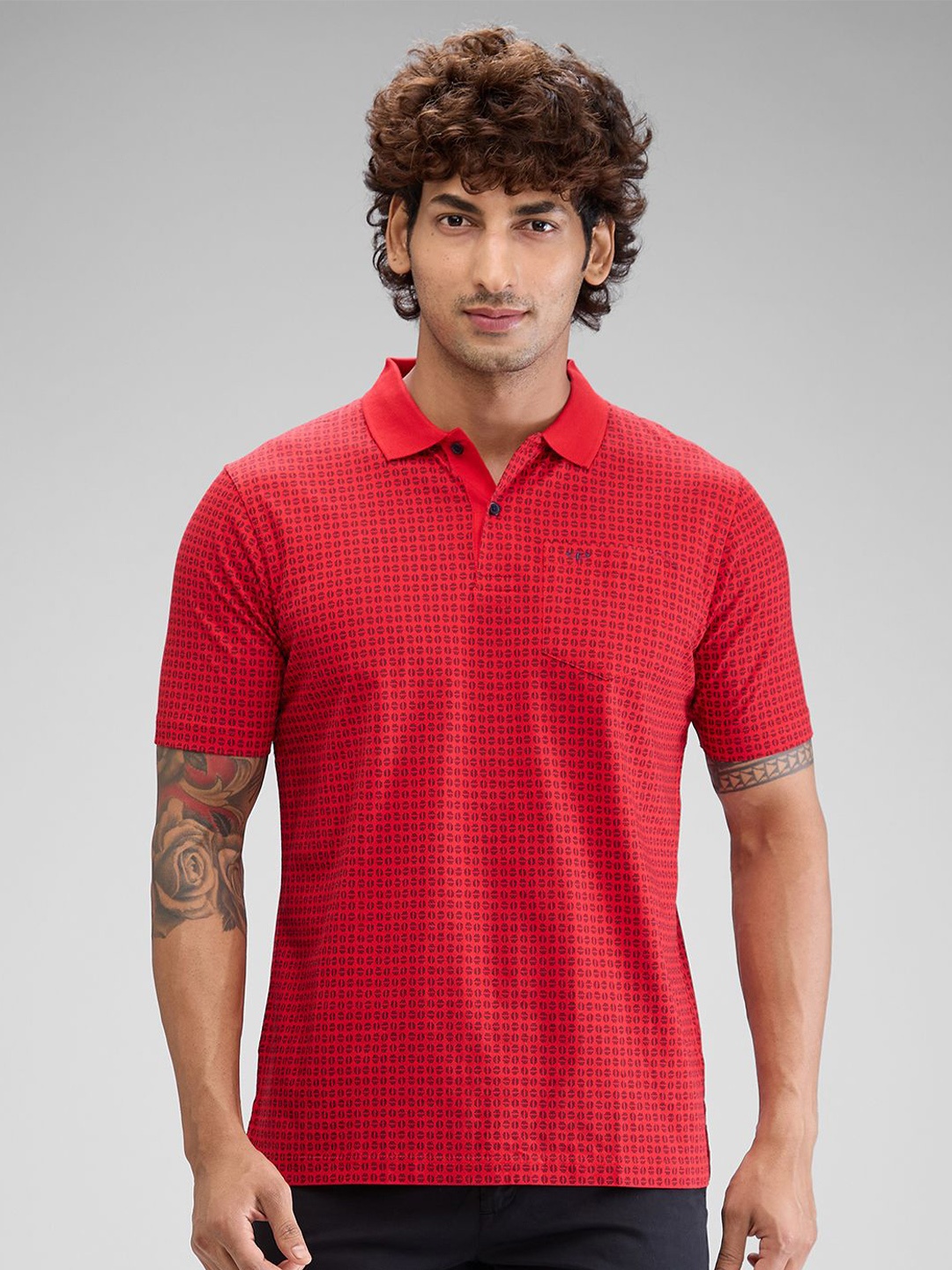 

ColorPlus Men Polo Collar Pockets T-shirt, Red
