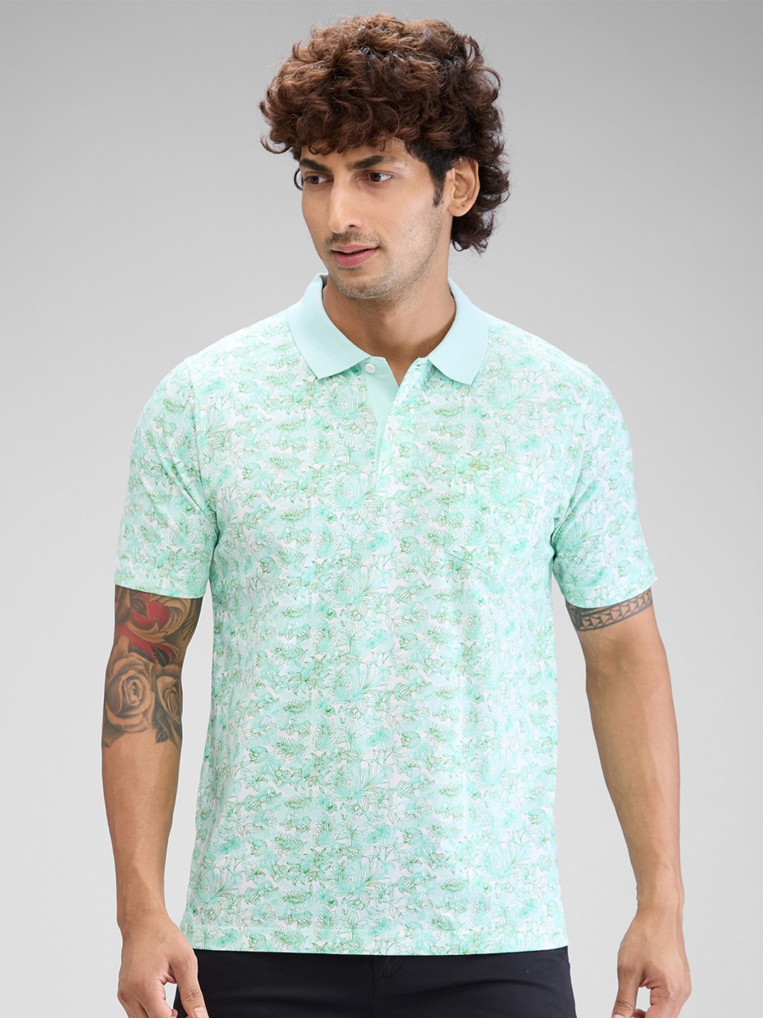 

ColorPlus Men Printed Polo Collar Pockets T-shirt, Green