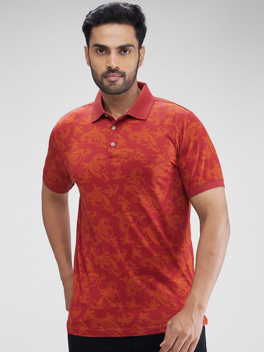 

ColorPlus Men Polo Collar Pockets T-shirt, Maroon