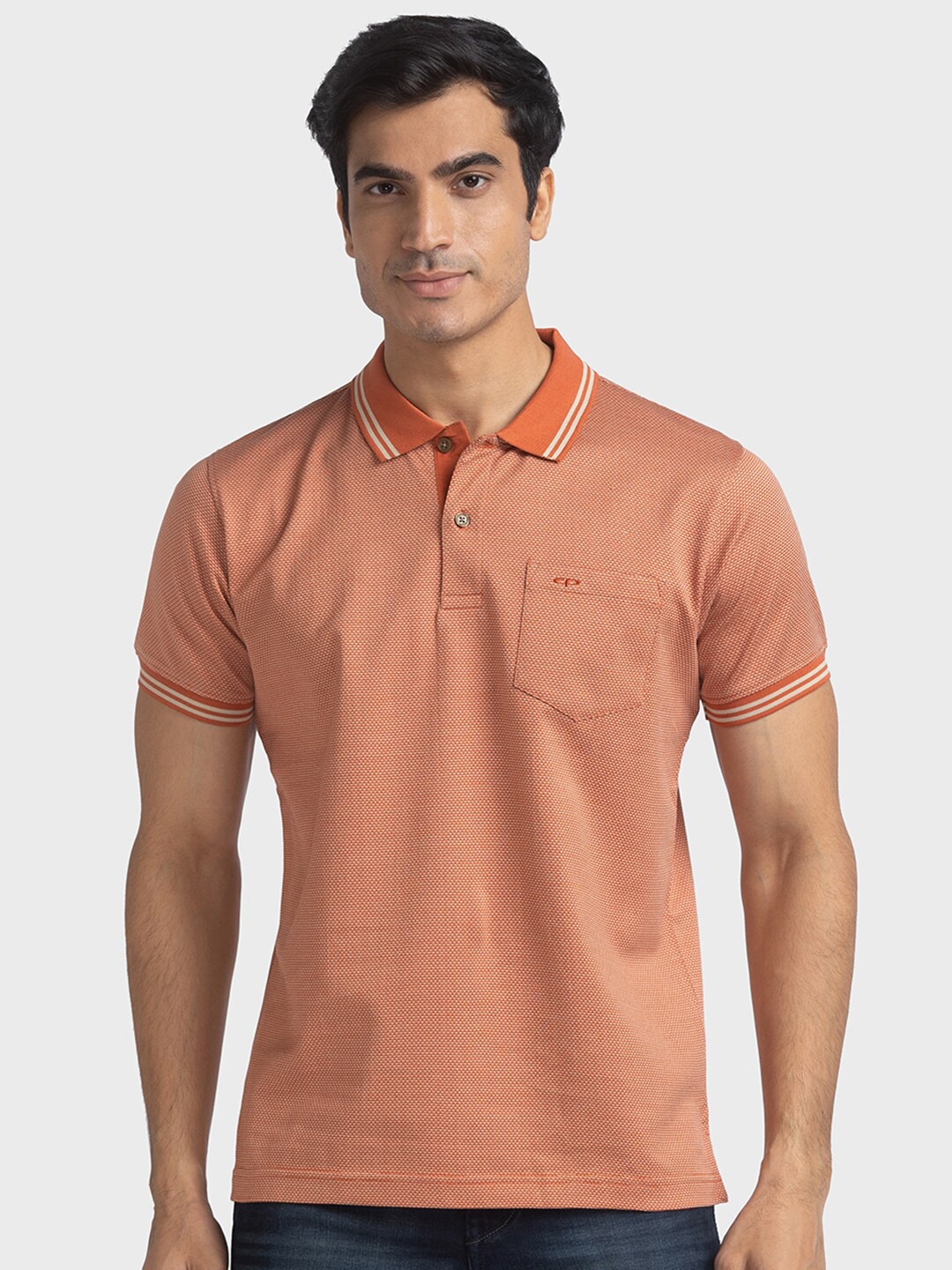

ColorPlus Men Polo Collar Pockets T-shirt, Orange