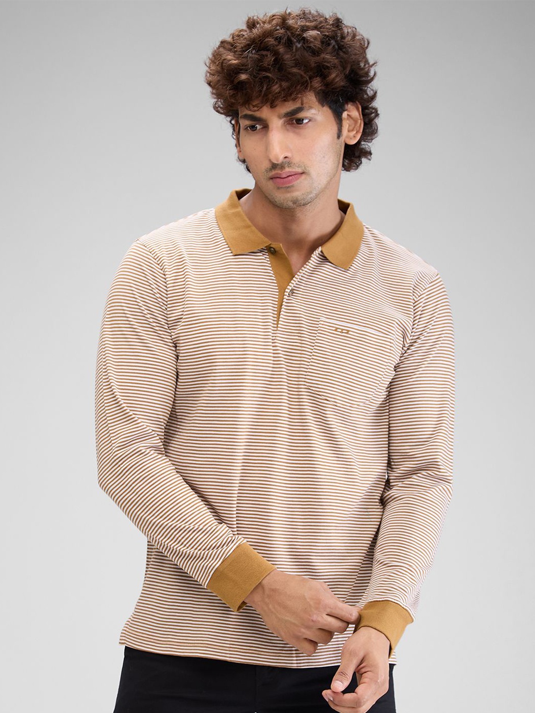 

ColorPlus Men Polo Collar Pockets T-shirt, Brown