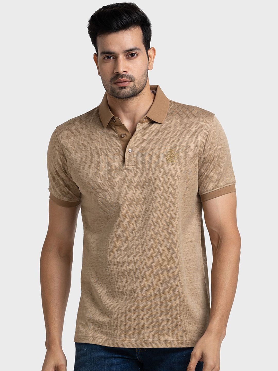 

ColorPlus Men Polo Collar T-shirt, Beige