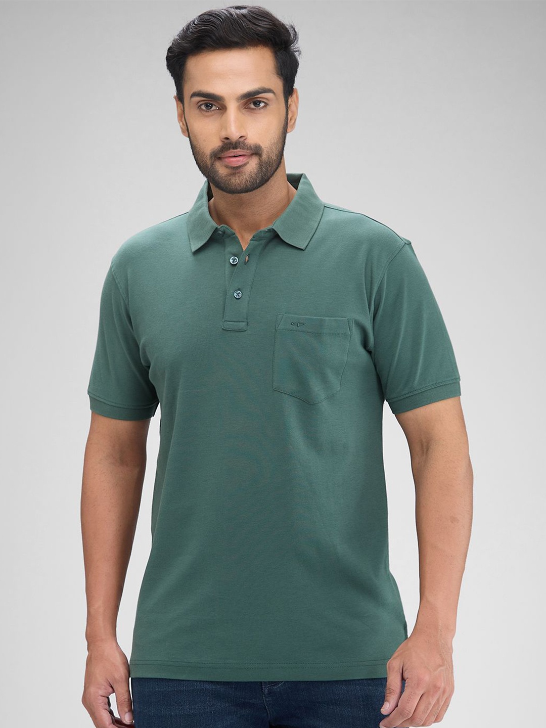 

ColorPlus Men Polo Collar Pockets T-shirt, Green