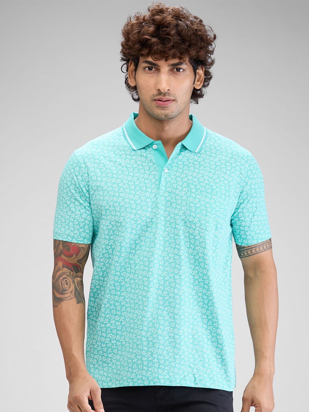 

ColorPlus Men Printed Polo Collar Pockets T-shirt, Green