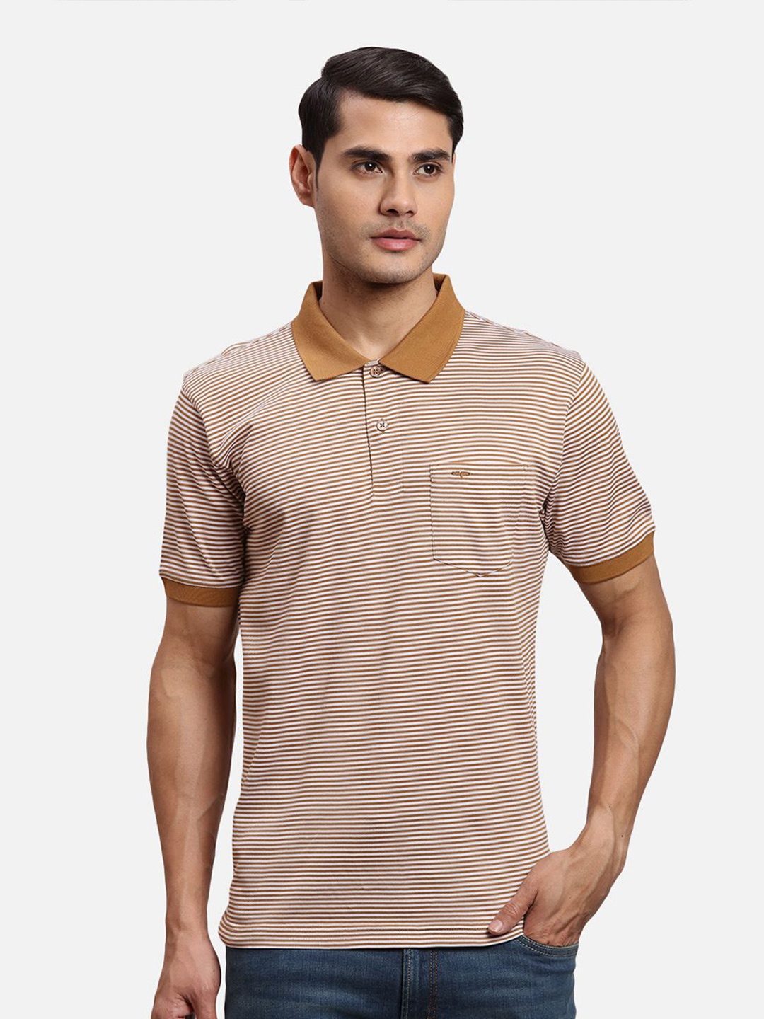 

ColorPlus Men Polo Collar Pockets T-shirt, Brown