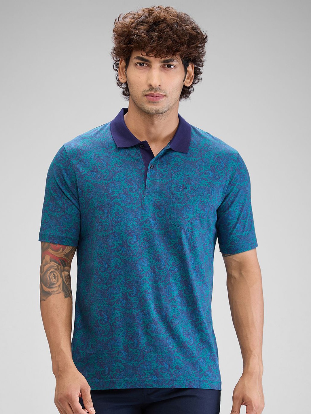 

ColorPlus Men Polo Collar Pockets T-shirt, Blue