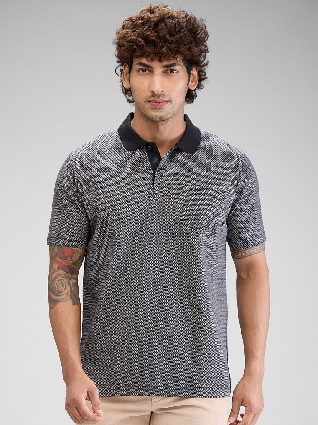 

ColorPlus Men Polo Collar Pockets T-shirt, Black