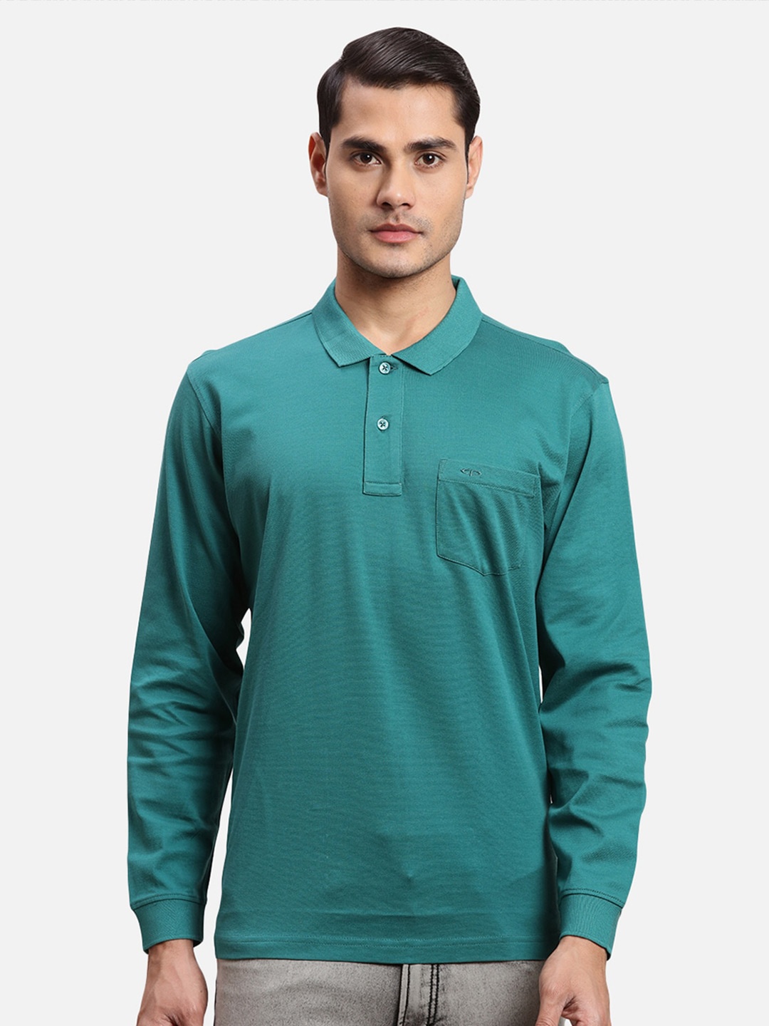 

ColorPlus Men Polo Collar Pockets T-shirt, Green